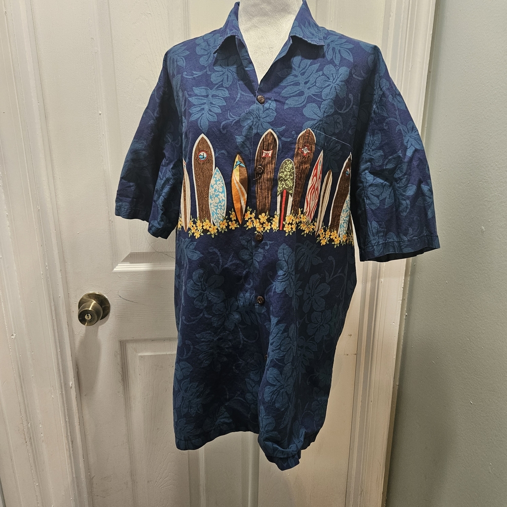 Men's Blue Surfboard Print Shirt